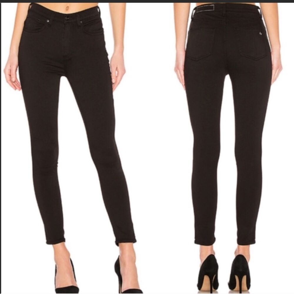 rag & bone High Rise Ankle Skinny Black Pants
